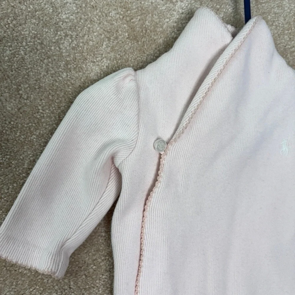 RALPH LAUREN Romper Outfit Size 3M‎ Pink Knit 100% Cotton Embroidered Pony